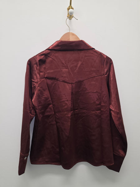 Women's THML| Long Sleeve Shiny Sleeve | Burgundy