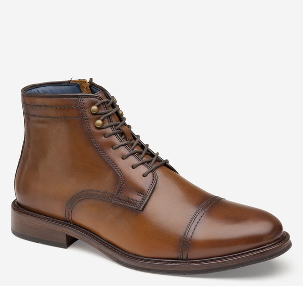 Men's Johnston & Murphy | XC Flex™ Raleigh Cap Toe Zip Boot | Tan Full Grain Front