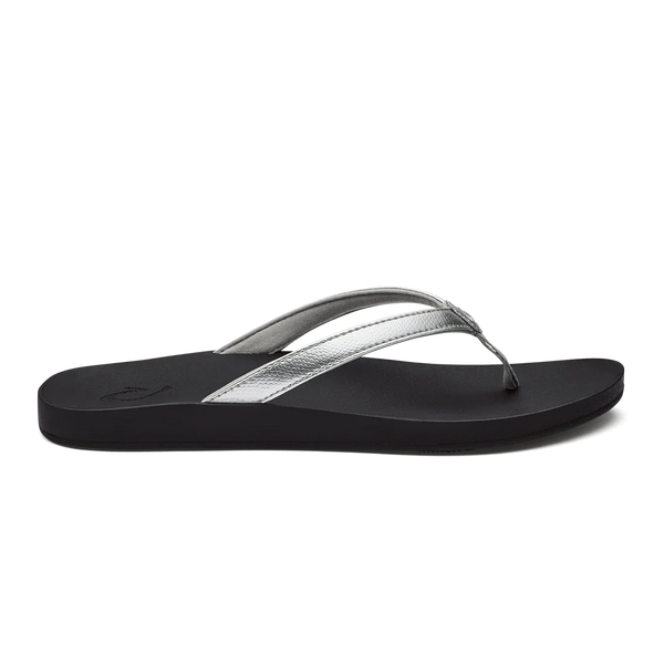 Women's OluKai | Puawe Comfort Sandal | Silver and Black