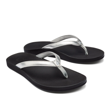 Women's OluKai | Puawe Comfort Sandal | Silver and Black