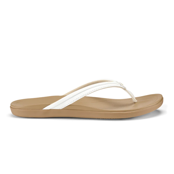 Women's OluKai | Ho‘ōpio Maluā Sandal | Bright White/Warm Sand