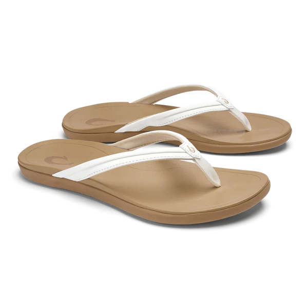 Women's OluKai | Ho‘ōpio Maluā Sandal | Bright White/Warm Sand
