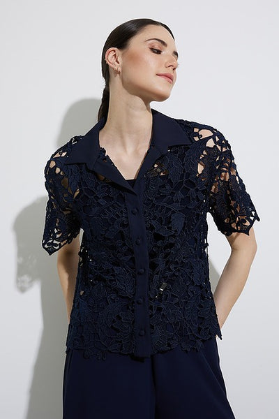 Women's Joseph Ribkoff | Lace Crochet Blouse | Midnight Blue