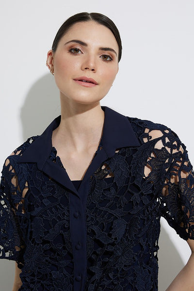 Women's Joseph Ribkoff | Lace Crochet Blouse | Midnight Blue