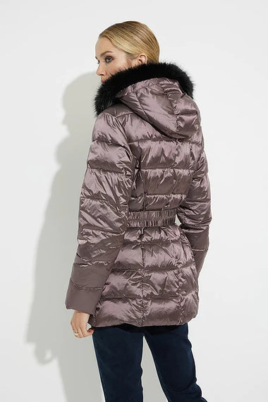 Women's Joseph Ribkoff | Shiny Puffer Coat with Hood | Dusty Mauve