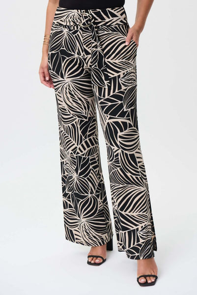 Women's Joseph Ribkoff | Print Wide Leg Pant with Slit| Black Multi