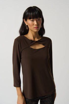 Women's Joseph Ribkoff | Reversible Cut Out Detail Top | Mocha