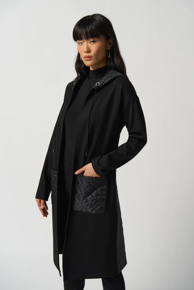 Women's Joseph Ribkoff | Quilted Hooded Long Jacket | Black