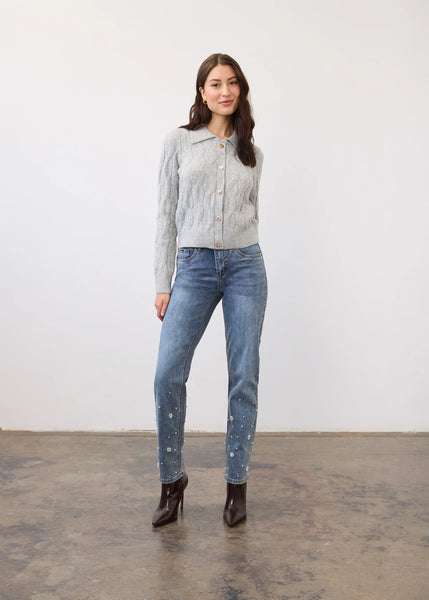 Women's French Dressing | Cabled Cardigan | Grey