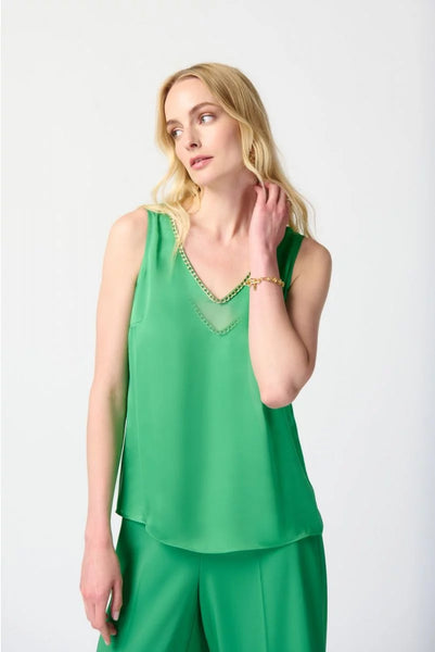 Women's Joseph Ribkoff | Satin Feel Camisole with Chain Detail | Green