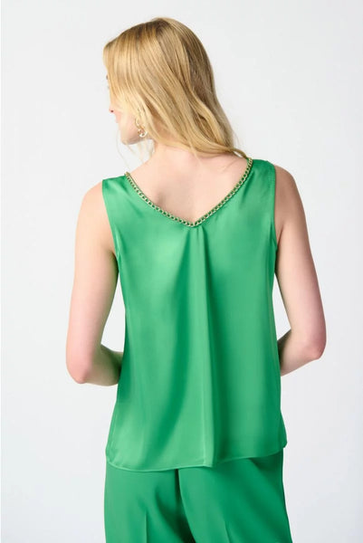 Women's Joseph Ribkoff | Satin Feel Camisole with Chain Detail | Green