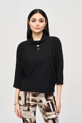 Women's Joseph Ribkoff | Silky Knit Turtleneck Boxy Top | Black