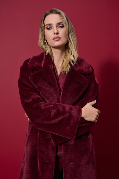 Women's Joseph Ribkoff | Fur Trim Shawl Cardigan | Merlot