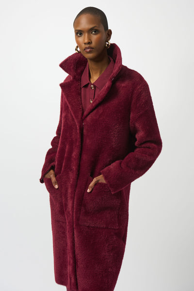 Women's Joseph Ribkoff | Fur Trim Shawl Cardigan | Merlot