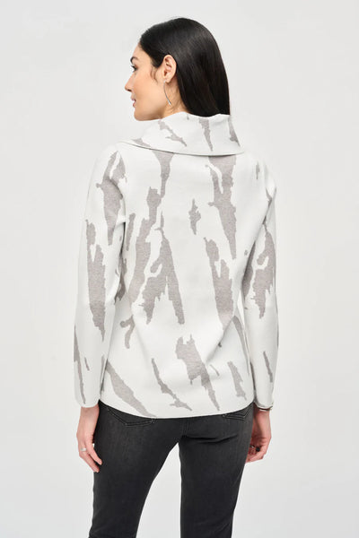 Women's Joseph Ribkoff | Cowl Neck Abstract Sweater | Vanilla