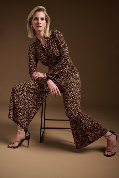 Women's Joseph Ribkoff | Animal Print Jumpsuit | Beige and Black