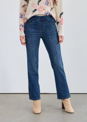 Women's French Dressing | Pull-On Straight Ankle Denim | Medium Dark Wash