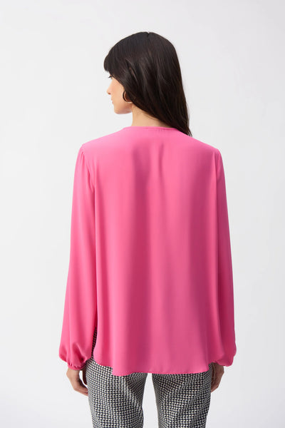 Women's Joseph Ribkoff | V-Neck Puff Sleeve Pullover Top | Bubble Gum