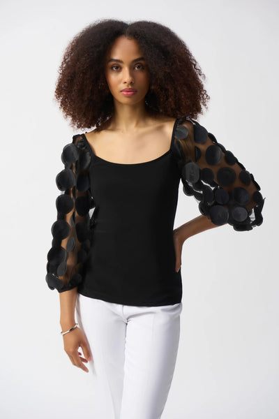 Women's Joseph Ribkoff | Polka Dot Sheer Pullover Top | Black