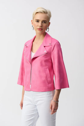 Women's Joseph Ribkoff | Foiled Faux Sued Swing Jacket | Pink