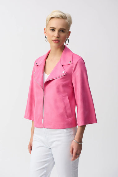 Women's Joseph Ribkoff | Foiled Faux Sued Swing Jacket | Pink