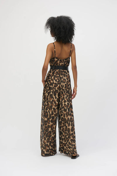 Women's Joseph Ribkoff | Sleeveless Animal Print Jumpsuit |Beige Black