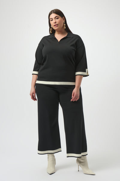 Women's Joseph Ribkoff | Mid-rise Belted Trousers | Black & Vanilla