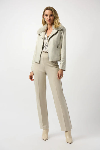 Women's Joseph Ribkoff | Foiled Suede Jacket with Fur Collar | Moonstone