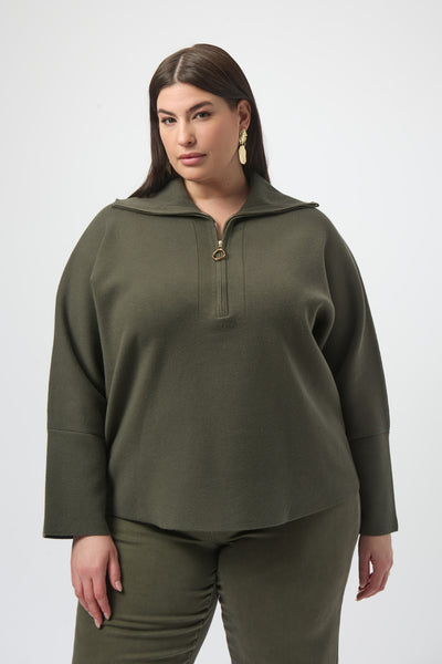 Women's Joseph Ribkoff | Hooded Zipper Relaxed Fit Sweater | Avocado