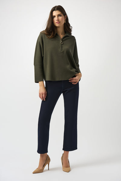 Women's Joseph Ribkoff | Hooded Zipper Relaxed Fit Sweater | Avocado