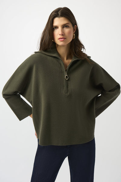 Women's Joseph Ribkoff | Hooded Zipper Relaxed Fit Sweater | Avocado