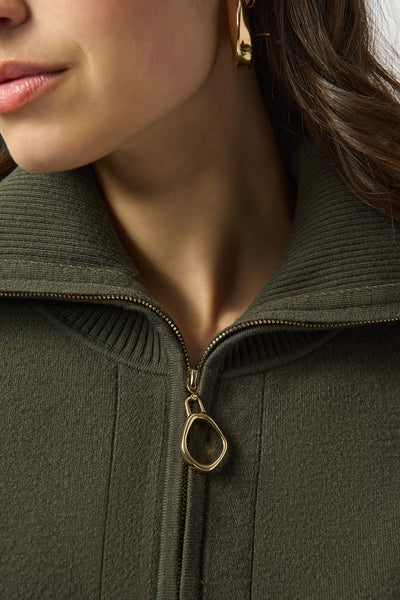 Women's Joseph Ribkoff | Hooded Zipper Relaxed Fit Sweater | Avocado