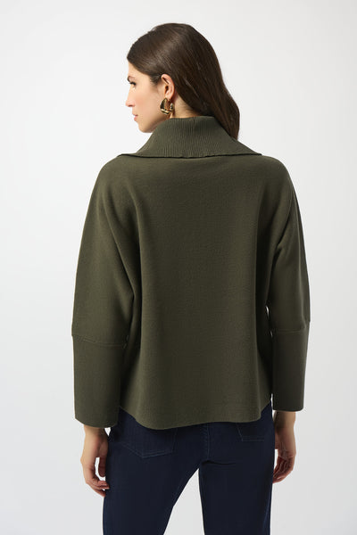 Women's Joseph Ribkoff | Hooded Zipper Relaxed Fit Sweater | Avocado