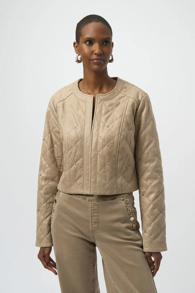 Women's Joseph Ribkoff | Cropped Quilted Casual Jacket | Fawn