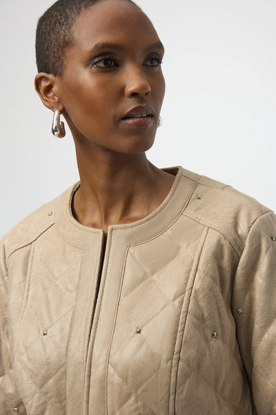 Women's Joseph Ribkoff | Cropped Quilted Casual Jacket | Fawn