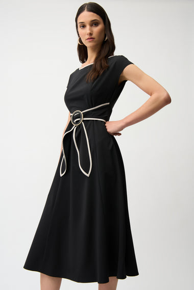 Women's Joseph Ribkoff | Midi Fit And Flare Dress | Black and Moonstone