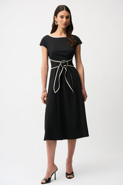 Women's Joseph Ribkoff | Midi Fit And Flare Dress | Black and Moonstone