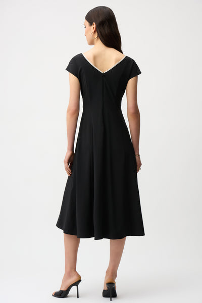 Women's Joseph Ribkoff | Midi Fit And Flare Dress | Black and Moonstone