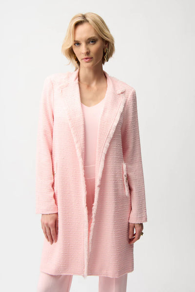 Women's Joseph Ribkoff | Bouclé Straight Coat With Fringe Detail | Petal Pink