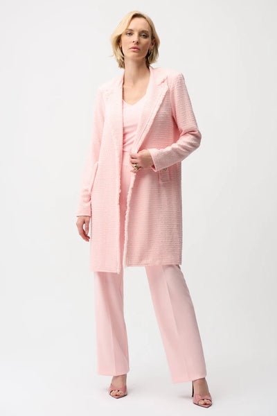 Women's Joseph Ribkoff | Bouclé Straight Coat With Fringe Detail | Petal Pink