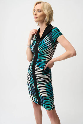 Women's Joseph Ribkoff | Geometric Print Sheath Dress | Green/Multi