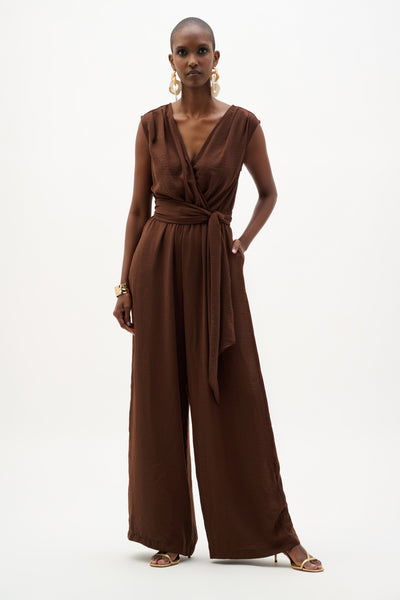 Women's Joseph Ribkoff | Sleeveless V-neck Jumpsuit | Mahogany