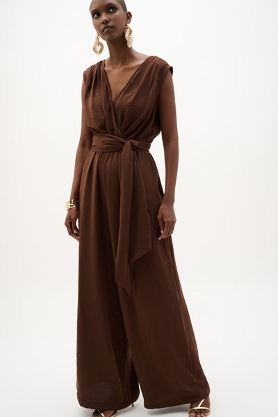 Women's Joseph Ribkoff | Sleeveless V-neck Jumpsuit | Mahogany