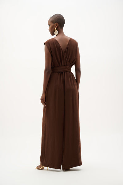 Women's Joseph Ribkoff | Sleeveless V-neck Jumpsuit | Mahogany