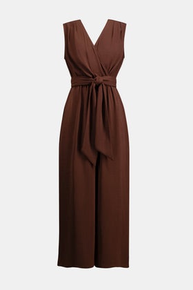 Women's Joseph Ribkoff | Sleeveless V-neck Jumpsuit | Mahogany