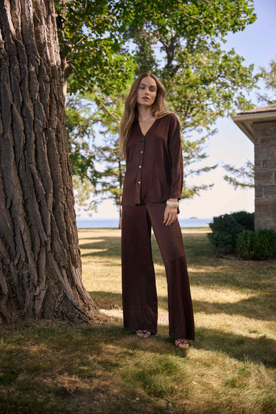 Women's Joseph Ribkoff | V-neck Blouse | Mahogany