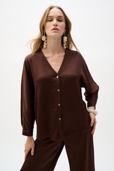 Women's Joseph Ribkoff | V-neck Blouse | Mahogany