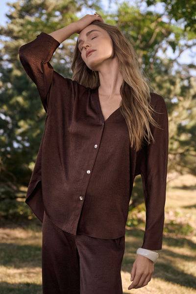 Women's Joseph Ribkoff | V-neck Blouse | Mahogany
