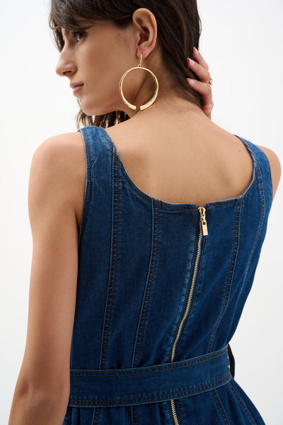 Women's Joseph Ribkoff | Midi A-line Dress With Pockets | Medium Blue Denim