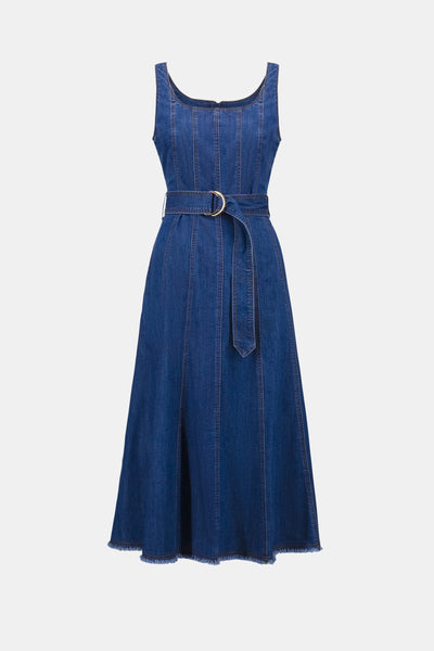 Women's Joseph Ribkoff | Midi A-line Dress With Pockets | Medium Blue Denim